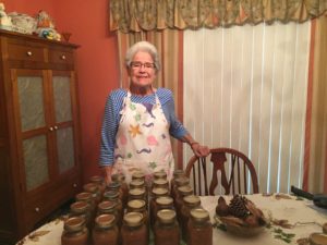 Woman with canning jars