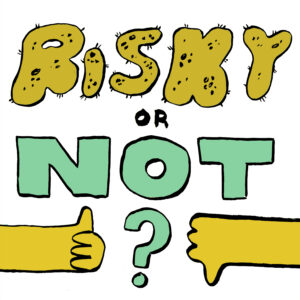 Risky or Not? Logo with thumbs up and thumbs down clip art
