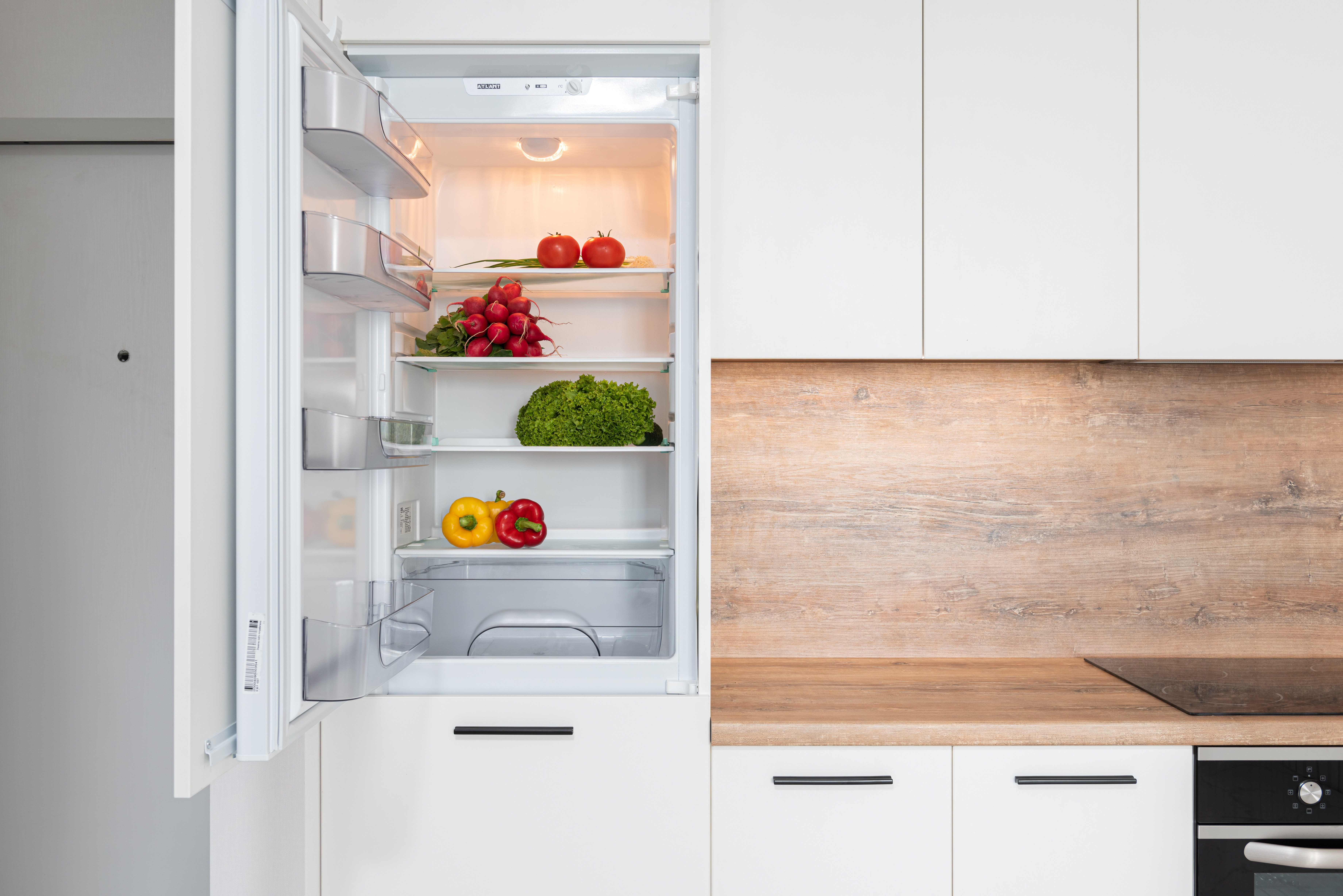 Refrigerator with open door