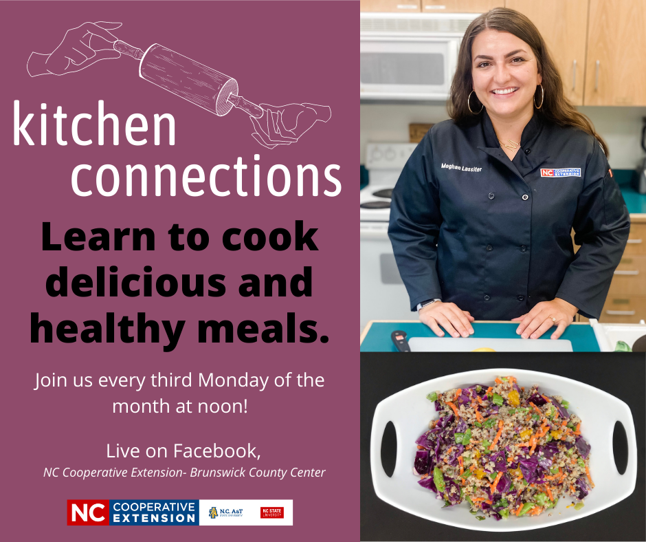Kitchen Connections publicity post with Quinoa Asian Slaw and FCS Agent Meghan in Kitchen. 