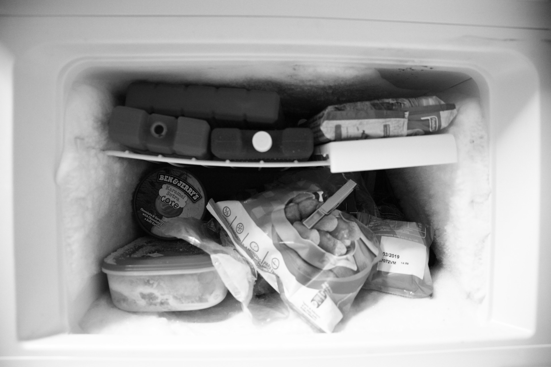 Freezer with items disorganized