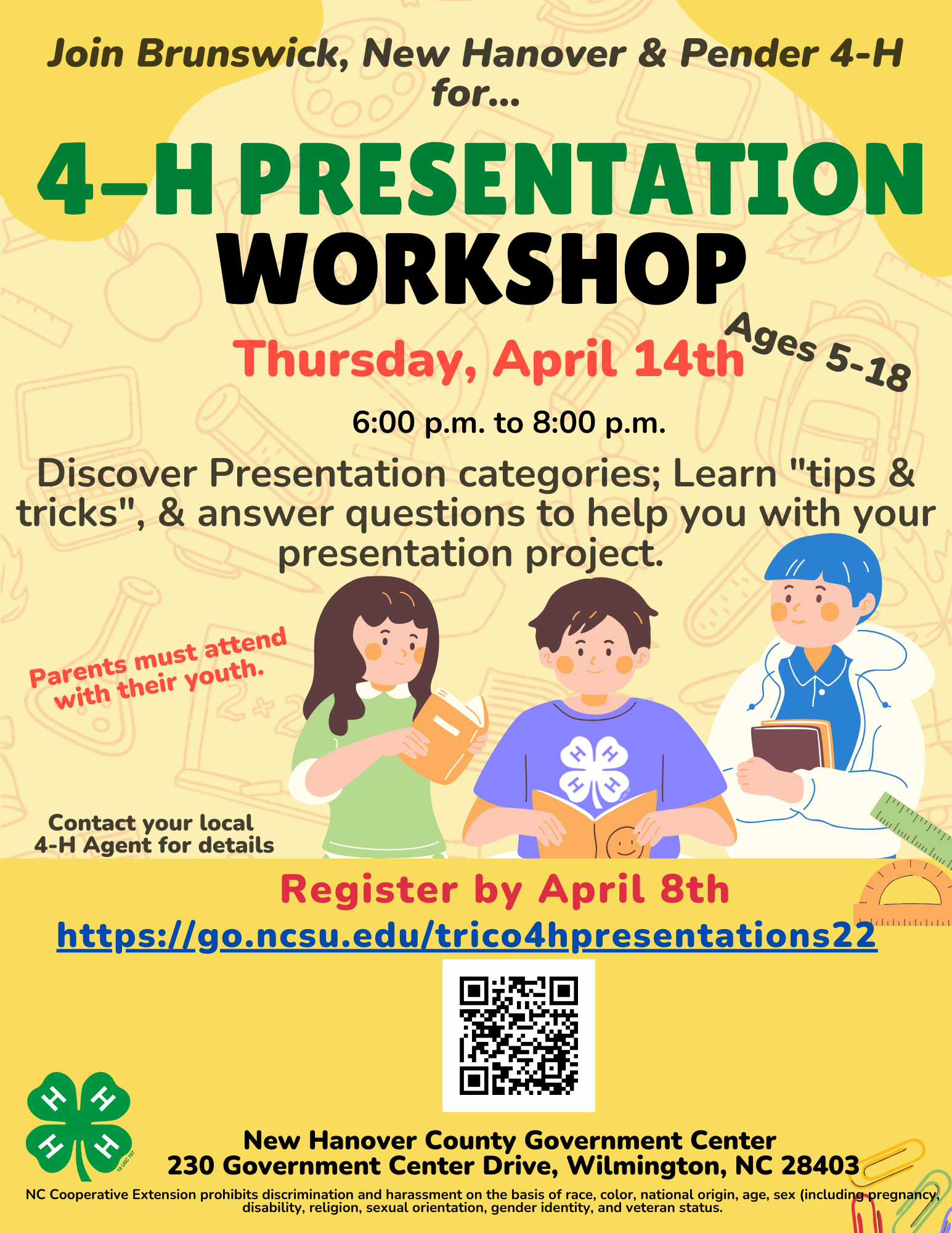 Presentation workshop details as included in article below, Parents must attend with their youth.