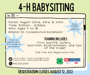 Cover photo for 4-H Babysitting Program - Registration Now Open!