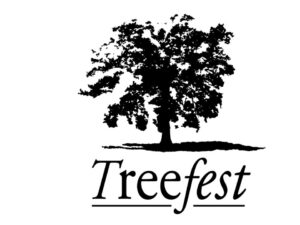 TreeFest black and white logo with black tree silloutte