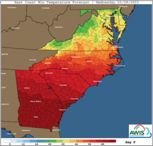 Cover photo for AWIS Weather Forecast: Widespread Frost Mid-Week