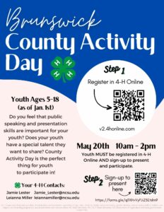 Cover photo for Brunswick County Activity Day - May 20th!