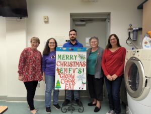 Christmas Recognition for EMFVs. ( l-r) Lori Van Horn, EMFV; Cheryle Syracuse, Extension Team Member; Avery Ashley Extension Family and Consumer Science Agent; Margarete O'Leary, EMFV; and Terry Amrhein, EMFV.