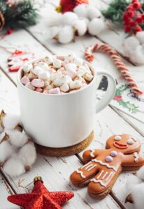 hot chocolate in a white mug