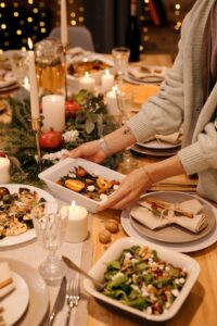 Christmas dinner with veggies